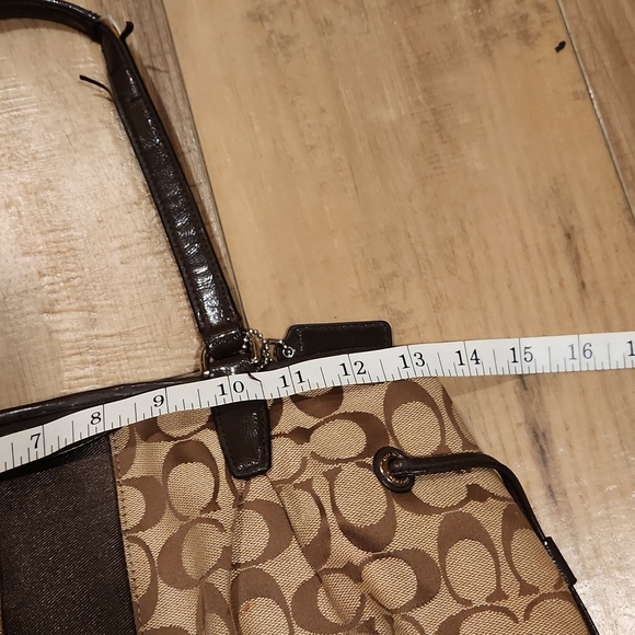 Coach Brown Signature Stripe Drawstring Carryall with Dark Brown Trim - Picture 10 of 10